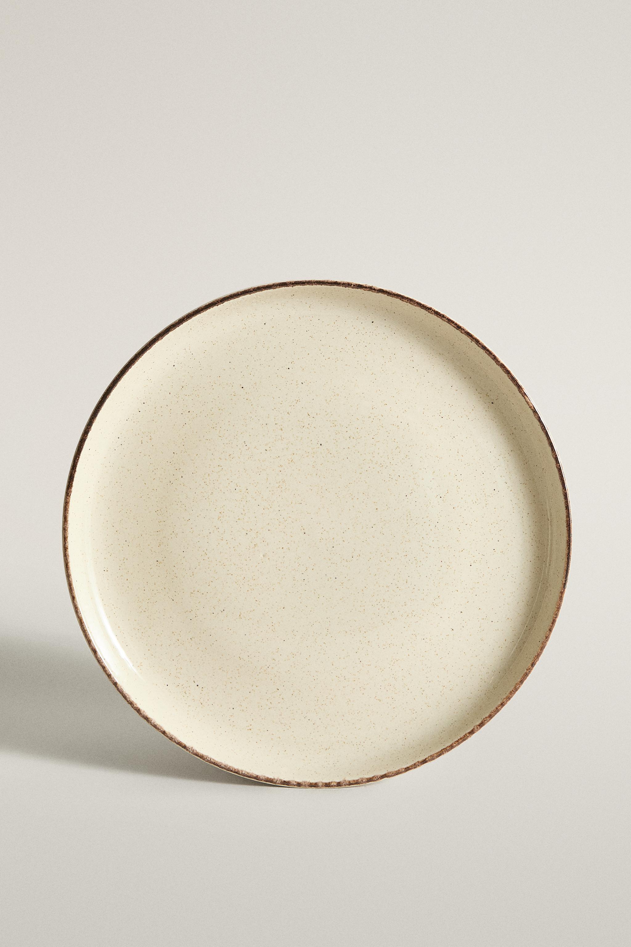 AGED RIM STONEWARE DESSERT PLATE